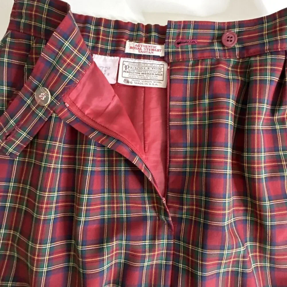 Pendleton Skirt sz 8 Red Plaid Wool Authentic Royal Stewart Tartan Midi Pencil